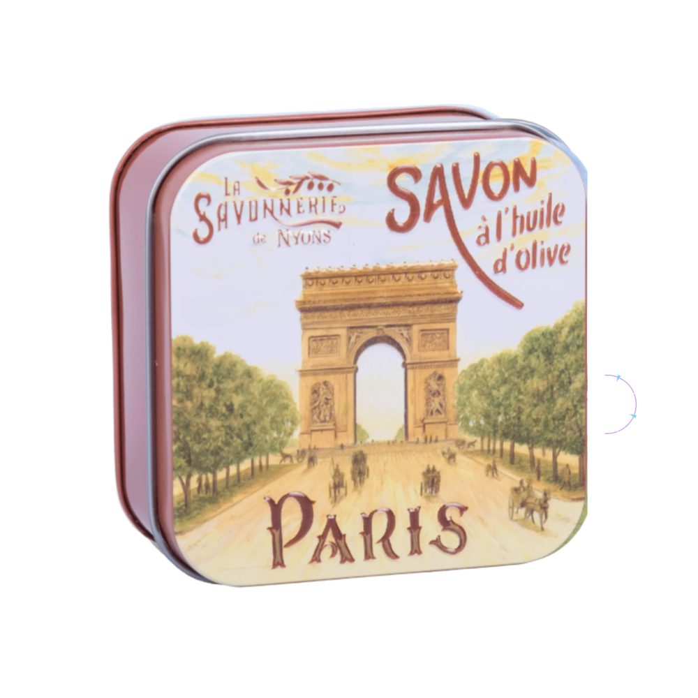 Mydlo v plechovej krabičke  Paríž Víťazný oblúk vôňa májová ruža Darčekové Provencearomatik