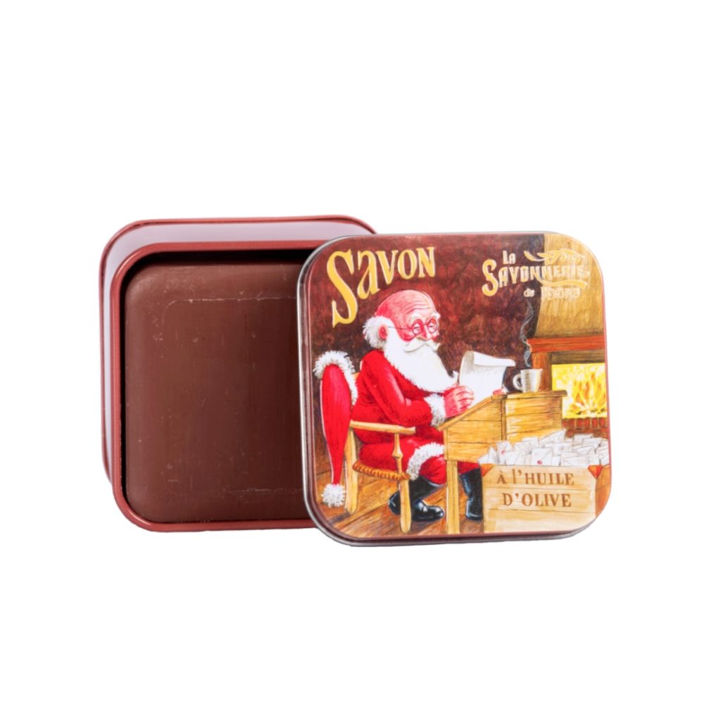Vianoce Mikuláš číta list mydlo v plechovej krabičke  vôňa čokoláda Darčekové Provencearomatik